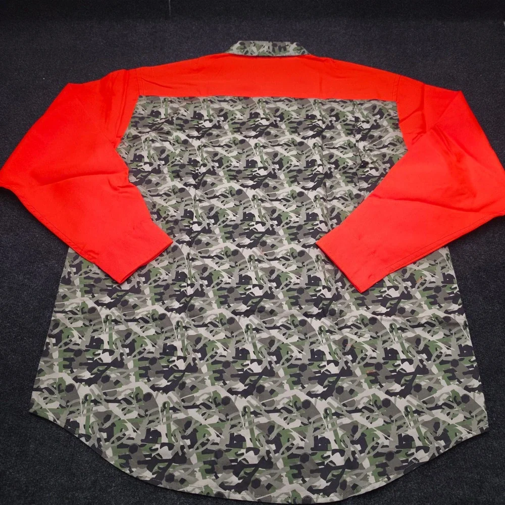 Snap-on Tools Mens Camo Orange Work Shirt Large Wrench Camouflage NWT